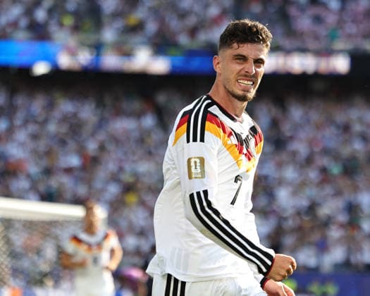 June 29, 2026, Foxborough, Massachusetts, USA: Germany forward Kai Havertz (7) celebrates after scoring a goal during the June 29th FIFA World Cup, WM, Weltmeisterschaft, Fussball 2026 matchup between Germany and Paraguay at Gillette Stadium in Foxborough, Massachusetts. Foxborough USA - ZUMAs325 20260629_zsp_s325_006 Copyright: xJessxStilesx