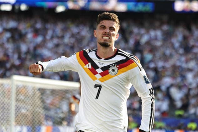 June 29, 2026, Foxborough, Massachusetts, USA: Germany forward Kai Havertz (7) celebrates after scoring a goal during the June 29th FIFA World Cup, WM, Weltmeisterschaft, Fussball 2026 matchup between Germany and Paraguay at Gillette Stadium in Foxborough, Massachusetts. Foxborough USA - ZUMAs325 20260629_zsp_s325_010 Copyright: xJessxStilesx