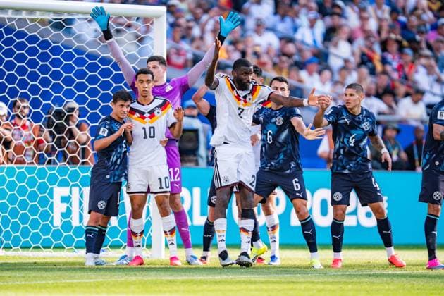 FIFA Fussball Weltmeisterschaft 2026, Sechszehntelfinale, Deutschland vs. Paraguay, 29.06.2026, Boston Stadium Jamal Musiala (Deutschland) Antonio Rüdiger (Deutschland) *** 2026 FIFA World Cup, Round of 32, Germany vs. Paraguay, June 29, 2026, Boston Stadium Jamal Musiala (Germany) Antonio Rüdiger (Germany) Copyright: xBahhoxKarax