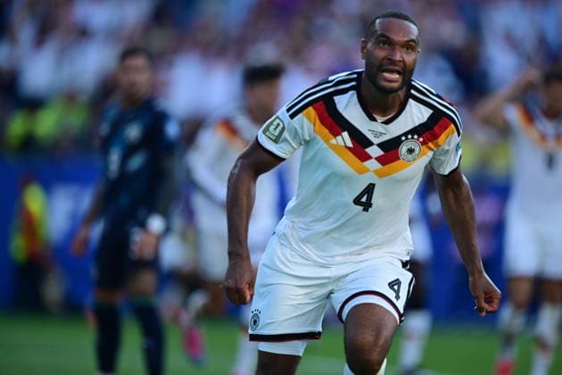 Germany v Paraguay - FIFA World Cup, WM, Weltmeisterschaft, Fussball 2026 - Round of 32 FOXBOROUGH, USA - JUNE 29: Jonathan Tah of Germany celebrates after scoring a goal, which was disallowed by the VAR, during the 2026 FIFA World Cup Round of 32 match between Germany and Paraguay at Boston Stadium (Gillette Stadium) in Foxborough, Massachusetts, United States on June 29, 2026. Abdulhamid Hosbas Anadolu Massachusetts United States. Editorial use only. Please get in touch for any other usage.  Copyright: x2026xAnadoluxAbdulhamidxHosbasx