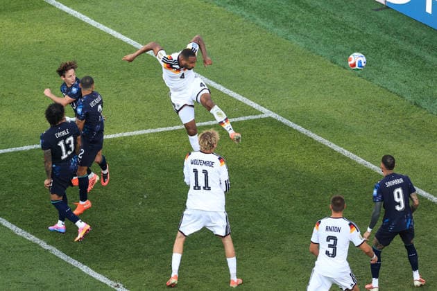 Football - FIFA World Cup, WM, Weltmeisterschaft, Fussball - Round of 32 - Germany v Paraguay 29th June 2026 - FIFA World Cup - Round of 32 - Germany v Paraguay - Jonathan Tah of Germany scores a goal which was later disallowed by VAR - Photo: Simon Stacpoole Offside. Foxborough USA *** Fußball – FIFA-Weltmeisterschaft, Runde der letzten 32: Deutschland gegen Paraguay, 29. Juni 2026 – FIFA-Weltmeisterschaft, Runde der letzten 32: Deutschland gegen Paraguay – Jonathan Tah aus Deutschland erzielt ein Tor, das später vom VAR aberkannt wurde. Foto: Simon Stacpoole – Abseits – Foxborough, USA  Copyright: xSimonxStacpoolexOffside