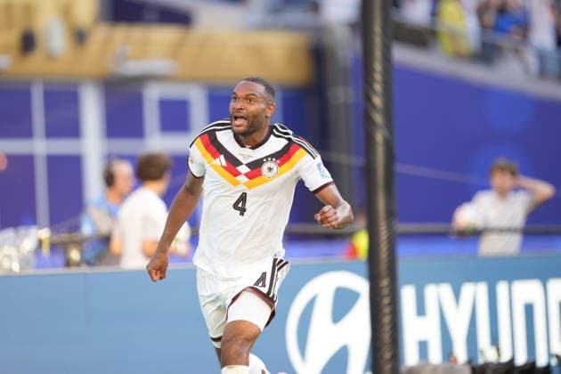 Germany v Paraguay - FIFA World Cup, WM, Weltmeisterschaft, Fussball 2026 - Round of 32 FOXBOROUGH, USA - JUNE 29: Jonathan Tah of Germany celebrates after scoring his team s second goal later disallowed by VAR during the 2026 FIFA World Cup Round of 32 match between Germany and Paraguay at Boston Stadium (Gillette Stadium) in Foxborough, Massachusetts, United States on June 29, 2026. Jose Hernandez Anadolu Massachusetts United States. Editorial use only. Please get in touch for any other usage.  Copyright: x2026xAnadoluxJosexHernandezx