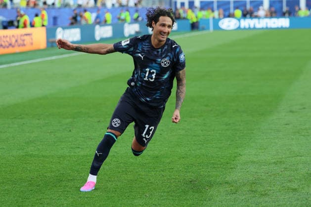 Germany v Paraguay: Round Of 32 - FIFA World Cup, WM, Weltmeisterschaft, Fussball 2026 Jose Canale of Paraguay celebrates after scoring winning penalty during the FIFA World Cup 2026 Round Of 32 match between Germany and Paraguay at Boston Stadium on June 29, 2026 in Foxborough, Massachusetts. Foxborough Boston Stadium MA United States Copyright: xAllstarxPicturexLibraryxLtdx