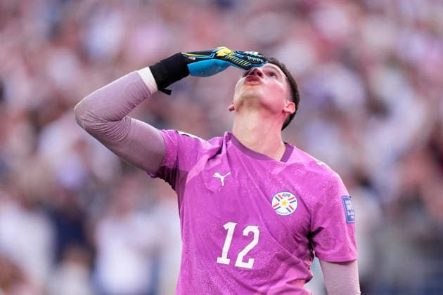 Germany v Paraguay: Round Of 32 - FIFA World Cup, WM, Weltmeisterschaft, Fussball 2026 Orlando Gill of Paraguay celebrates after saving a penalty during the penalty shootout during the FIFA World Cup 2026 Round Of 32 match between Germany and Paraguay at Boston Stadium on June 29, 2026 in Foxborough, Massachusetts. Foxborough MA United States  Copyright: xJosexBretonx originalFilename:bretonhernandez-germanyv260629_npHtc.jpg