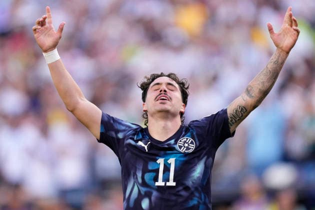 Germany v Paraguay: Round Of 32 - FIFA World Cup, WM, Weltmeisterschaft, Fussball 2026 Mauricio of Paraguay celebrates his goal in the penalty shoot-out during the FIFA World Cup 2026 Round Of 32 match between Germany and Paraguay at Boston Stadium on June 29, 2026 in Foxborough, Massachusetts. Foxborough MA United States  Copyright: xJosexBretonx originalFilename:bretonhernandez-germanyv260629_np9Ms.jpg
