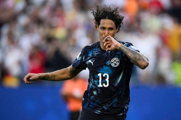 Germany v Paraguay - FIFA World Cup, WM, Weltmeisterschaft, Fussball 2026 Jose Canale of Paraguay celebrates after scoring a penalty kick during the FIFA World Cup 2026 round of 32 football match between Germany and Paraguay. Foxborough United States Copyright: xNicolòxCampox