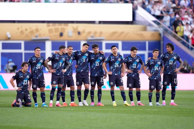 June 29, 2026, Foxborough, Massachusetts, United States: Players of Paraguay during the FIFA World Cup, WM, Weltmeisterschaft, Fussball 2026 Round Of 32 match between Germany and Paraguay at Boston Stadium on June 29, 2026 in Foxborough, Massachusetts. Germany V Paraguay: Round Of 32 - FIFA World Cup 2026  - ZUMAa181 20260629_zaa_a181_054 Copyright: xJosexBretonx