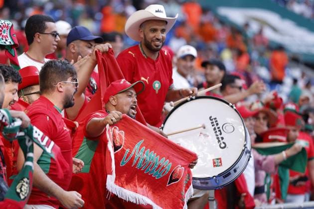 MONTERREY - Moroccan supporters ahead of the 2026 FIFA World Cup, WM, Weltmeisterschaft, Fussball knockout phase match between the Netherlands and Morocco at Monterrey Stadium on June 29, 2026, in Monterrey, Mexico. ROBIN VAN LONKHUIJSEN ANP FIFA World Cup 2026 - round of 32 2026 xVIxANPxSportx xxANPxIVx 562410810 originalFilename: 562410810.jpg