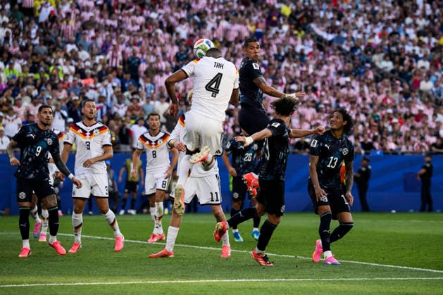 Germany v Paraguay - FIFA World Cup, WM, Weltmeisterschaft, Fussball 2026 Jonathan Tah of Germany scores a goal later disallowed by VAR during the FIFA World Cup 2026 round of 32 football match between Germany and Paraguay. Foxborough United States Copyright: xNicolòxCampox