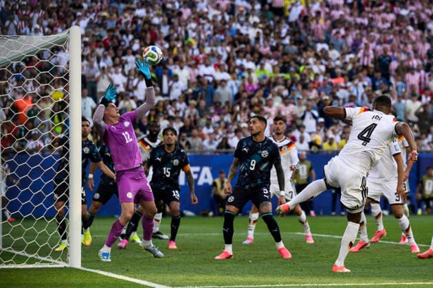 Germany v Paraguay - FIFA World Cup, WM, Weltmeisterschaft, Fussball 2026 Jonathan Tah of Germany scores a goal later disallowed by VAR during the FIFA World Cup 2026 round of 32 football match between Germany and Paraguay. Foxborough United States Copyright: xNicolòxCampox