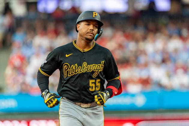 Pittsburgh Pirates Esmerlyn Valdez runs the bases after hitting a home run in the fifth inning of a baseball game against the Philadelphia Phillies Monday, June 29, 2026, in Philadelphia.  PHI20260629012 LaurencexKesterson