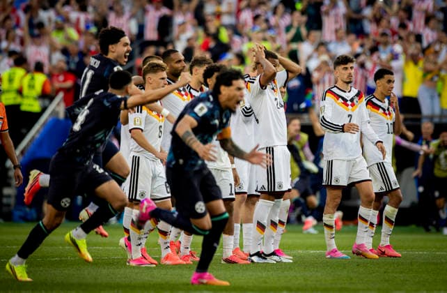 Boston, USA 29th Jun 2026. Joshua Kimmich (GER) d4Malick Thiaw (GER) Kai Havertz (GER) Jamal Musiala (GER) Germany - Paraguay World Cup Deutschland - Paraguay 29.06.2026 *** Boston, USA, June 29, 2026 Joshua Kimmich GER d4Malick Thiaw GER Kai Havertz GER Jamal Musiala GER Germany Paraguay World Cup Germany Paraguay June 29, 2026