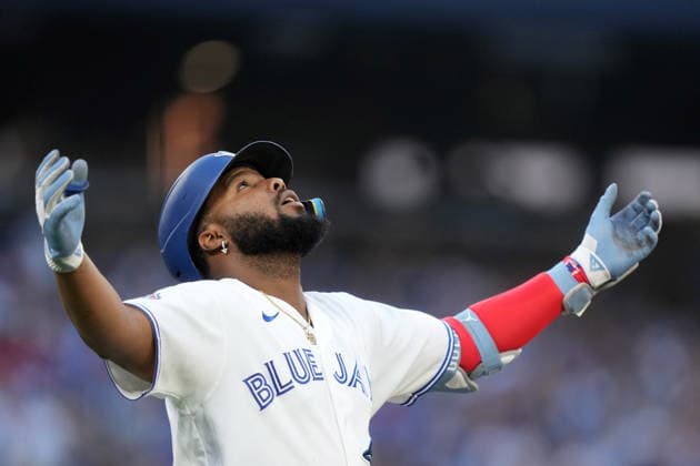 June 29, 2026, Toronto, On, CANADA: Toronto Blue Jays first baseman Vladimir Guerrero Jr. (27) reacts with frustration after flying out during third inning American League MLB, Baseball Herren, USA baseball action against the New York Mets, in Toronto, Monday, June 29, 2026. Canada News - June 29, 2026  - ZUMAc35_ 20260629_zaf_c35_097 Copyright: xNathanxDenettex