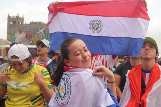 Paraguay v Germany: FIFA Fan Festival FIFA World Cup, WM, Weltmeisterschaft, Fussball 2026 Paraguayan football national team, Nationalteam fans watching the FIFA World Cup round of 32 match between Paraguay and Germany on the giant screen at the FIFA World Cup Fan Fest. on June 29, 2026, in Mexico City, Mexico. (Photo by Carlos Santiagon Eyepix Group) Copyright: xCarlosxSantiagon xEyepixxGroupx CS_29062026_189562