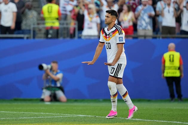 IPA86224812 - Nadiem Amiri of Germany celebrates after scoring a penalty kick during the Round of 32 match between Germany and Paraguay at the FIFA World Cup, WM, Weltmeisterschaft, Fussball in Boston, USA, on June 29, 2026  Copyright: xEmmanuelexMastrodonato IPAxSportx xx 86224812