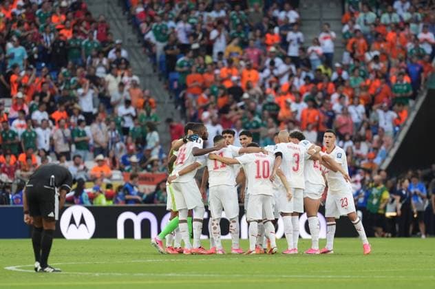 Netherlands v Morocco - FIFA World Cup, WM, Weltmeisterschaft, Fussball 2026 - Round of 32 MONTERREY, MEXICO - JUNE 29: Players of Morocco huddle prior the 2026 FIFA World Cup Round of 32 match between Netherlands and Morocco at Estadio BBVA (Monterrey Stadium) in Monterrey, Mexico on June 29, 2026. Juancho Torres Anadolu Nuevo Leon Mexico. Editorial use only. Please get in touch for any other usage.  Copyright: x2026xAnadoluxJuanchoxTorresx