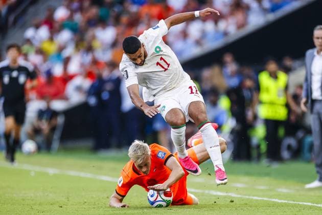 MONTERREY, 29-06-2026, Monterrey Stadium, Match between Morocco and The Netherlands during the World Cup 2026. Picture shows warming up Netherlands player Jan Paul van Hecke , Morocco player Ismael Saibari Morocco - The Netherlands (World Cup 2026)  x204747029x Copyright: