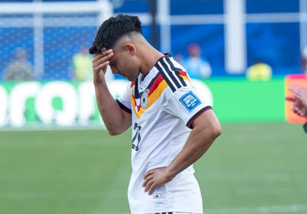 Nadiem Amiri (Germany, 20) enttäuscht nach der Niederlage und dem Ausscheiden FIFA World Cup, WM, Weltmeisterschaft, Fussball 2026: Deutschland v Paraguay 29 June 2026, FIFA World Cup 2026: Germany v Paraguay (Round of 32) at Boston Stadium in Foxborough, Massachusetts, USA *** Nadiem Amiri, Germany, 20, disappointed after the loss and elimination from the 2026 FIFA World Cup: Germany vs. Paraguay, June 29, 2026; 2026 FIFA World Cup: Germany vs. Paraguay, Round of 32 at Boston Stadium in Foxborough, Massachusetts, USA Copyright: HMBxMedia xMarcoxBader