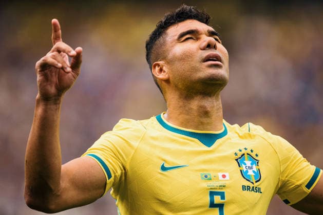 Brasil x Japão HOUSTON, TX - 29.06.2026: BRASIL X JAPaO - Casemiro of Brazil celebrates after scoring a goal during the match between Brazil and Japan, valid for the Round of 32 of the 2026 World Cup, held at NRG Stadium in Houston, United States. (Photo: Marcelo Machado de Melo Fotoarena) x2974740x  MarceloxMachadoxdexMelo