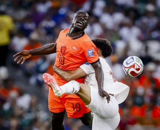 MONTERREY - (lr) Brian Brobbey of the Netherlands and Chadi Riad of Morocco during the 2026 FIFA World Cup, WM, Weltmeisterschaft, Fussball knockout phase match between the Netherlands and Morocco at the Monterrey Stadium on June 29, 2026, in Monterrey, Mexico. KOEN VAN WEEL ANP FIFA World Cup 2026 - round of 32 2026 xVIxANPxSportx xxANPxIVx 562414937 originalFilename: 562414937.jpg