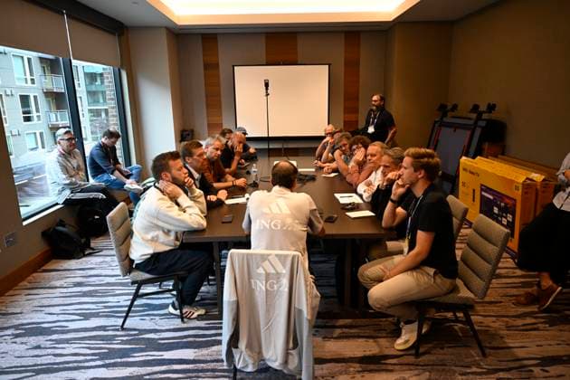 Belgian national football team - FIFA World Cup, WM, Weltmeisterschaft, Fussball 2026 - media activities 29 06 2026 RENTON, UNITED STATES OF AMERICA - JUNE 29 : Garcia Rudi head coach of Belgium talking to the press during a Belgian Press Only round table conversation after qualifying for the Round of 32 at the Hyatt Regency Lake Washington hotel during the 2026 FIFA World Cup on June 29, 2026 in Renton, United States of America, 29 06 2026 Renton United States of America  Copyright: xNicoxVereeckenx