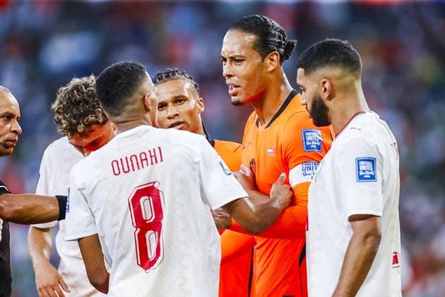 MONTERREY, 29-06-2026, Monterrey Stadium, Match between Morocco and The Netherlands during the World Cup 2026. Picture shows Netherlands player Virgil van Dijk , Morocco player Azzedine Ounahi Morocco - The Netherlands (World Cup 2026)  x204747649x Copyright: