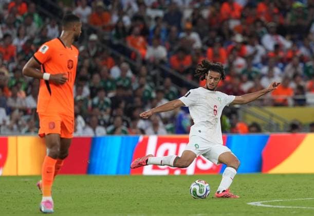 Netherlands v Morocco - FIFA World Cup, WM, Weltmeisterschaft, Fussball 2026 - Round of 32 MONTERREY, MEXICO - JUNE 29: Ayyoub Bouaddi of Morocco in action during the 2026 FIFA World Cup Round of 32 match between Netherlands and Morocco at Estadio BBVA (Monterrey Stadium) in Monterrey, Mexico on June 29, 2026. Juancho Torres Anadolu Nuevo Leon Mexico. Editorial use only. Please get in touch for any other usage.  Copyright: x2026xAnadoluxJuanchoxTorresx