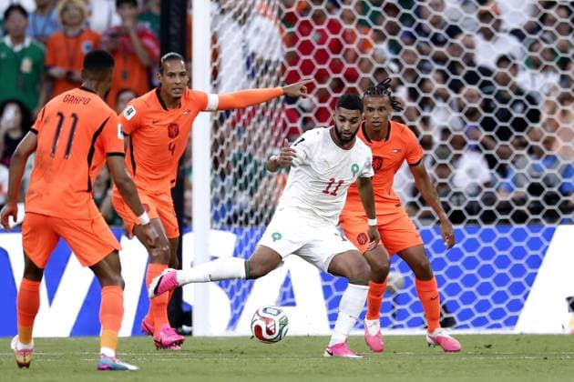 MONTERREY - (lr) Virgil van Dijk for the Netherlands, Ismael Saibari for Morocco, Nathan Ake for the Netherlands during the 2026 FIFA World Cup, WM, Weltmeisterschaft, Fussball knockout phase match between the Netherlands and Morocco at Monterrey Stadium on June 29, 2026 in Monterrey, Mexico. ROBIN VAN LONKHUIJSEN ANP FIFA World Cup 2026 - round of 32 2026 xVIxANPxSportx xxANPxIVx 562417233 originalFilename: 562417233.jpg