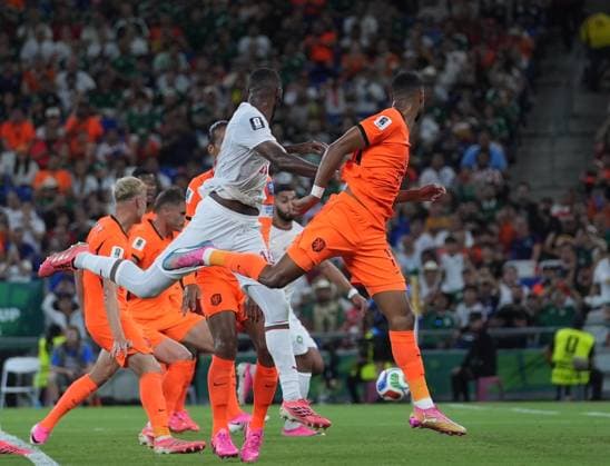 Netherlands v Morocco - FIFA World Cup, WM, Weltmeisterschaft, Fussball 2026 - Round of 32 MONTERREY, MEXICO - JUNE 29: Gakpo (R) of Netherlands in action during the 2026 FIFA World Cup Round of 32 match between Netherlands and Morocco at Estadio BBVA (Monterrey Stadium) in Monterrey, Mexico on June 29, 2026. Juancho Torres Anadolu Nuevo Leon Mexico. Editorial use only. Please get in touch for any other usage.  Copyright: x2026xAnadoluxJuanchoxTorresx