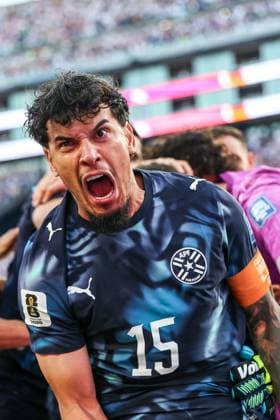 June 29, 2026, Foxborough, Ma, United States of America: Gustavo Gomez player of Paraguay celebrates Paraguay s 4Ã¢â‚¬3 penalty shootout victory over Germany, securing the team s place in the Round of 16 during the FIFA World Cup, WM, Weltmeisterschaft, Fussball 2026 Round of 32 match at Boston Stadium, in Foxborough, United States, on Monday, June 29, 2026.(Foto: Brazil Photo Press Brazil Photo Press) INTERNATIONAL Foxborough United States of America - ZUMAv122 0860361266st Copyright: xWilliamxVolcovx