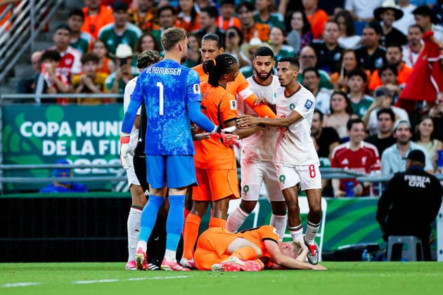 FIFA WORLD CUL 2026 NETHERLANDS VS MOROCCO FIFA World Cup, WM, Weltmeisterschaft, Fussball 2026 NETHERLANDS VS MOROCCO NETHERLANDS VS MOROCCO 29062026 MONTERREY, NUEVO LEON. Photo of a brawl between Morocco and Netherlands players, during game of the FIFA World Cup 2026, held at the Estadio Monterrey of Monterrey, Nuevo Leon. Foto de una discusion entre jugadores de Marruecos y Paises Bajos, durante juego de la Copa del Mundo 2026 de la FIFA, celebrado en el Estadio Monterrey de Monterrey Nuevo Leon. PHOTO BY IMAGENSHOP AGENCIA FOTOGRAFICA MONTERREY NUEVO LEON MEXICO *** FIFA WORLD CUP 2026 NETHERLANDS VS. MOROCCO FIFA WORLD CUP 2026 NETHERLANDS VS. MOROCCO NETHERLANDS VS. MOROCCO 06 29 2026 MONTERREY, NUEVO LEON Photo of a brawl between Morocco and Netherlands players during a match of the 2026 FIFA World Cup, held at Estadio Monterrey in Monterrey, Nuevo Leon Photo of an altercation between Morocco and Netherlands players, during a match of the 2026 FIFA World Cup, held at the Estadio Monterrey in Monterrey, Nuevo León. PHOTO BY IMAGENSHOP PHOTO AGENCY MONTERREY, NUEVO LEÓN, MEXICO Copyright: xYOALIxMARTINEZx