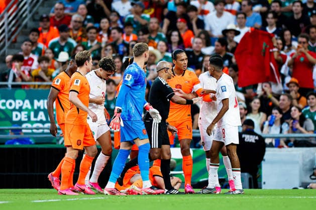 FIFA WORLD CUL 2026 NETHERLANDS VS MOROCCO FIFA World Cup, WM, Weltmeisterschaft, Fussball 2026 NETHERLANDS VS MOROCCO NETHERLANDS VS MOROCCO 29062026 MONTERREY, NUEVO LEON. Photo of a brawl between Morocco and Netherlands players, during game of the FIFA World Cup 2026, held at the Estadio Monterrey of Monterrey, Nuevo Leon. Foto de una discusion entre jugadores de Marruecos y Paises Bajos, durante juego de la Copa del Mundo 2026 de la FIFA, celebrado en el Estadio Monterrey de Monterrey Nuevo Leon. PHOTO BY IMAGENSHOP AGENCIA FOTOGRAFICA MONTERREY NUEVO LEON MEXICO *** FIFA WORLD CUP 2026 NETHERLANDS VS. MOROCCO FIFA WORLD CUP 2026 NETHERLANDS VS. MOROCCO NETHERLANDS VS. MOROCCO 06 29 2026 MONTERREY, NUEVO LEON Photo of a brawl between Morocco and Netherlands players during a match of the 2026 FIFA World Cup, held at Estadio Monterrey in Monterrey, Nuevo Leon Photo of an altercation between Morocco and Netherlands players, during a match of the 2026 FIFA World Cup, held at the Estadio Monterrey in Monterrey, Nuevo León. PHOTO BY IMAGENSHOP PHOTO AGENCY MONTERREY, NUEVO LEÓN, MEXICO Copyright: xYOALIxMARTINEZx