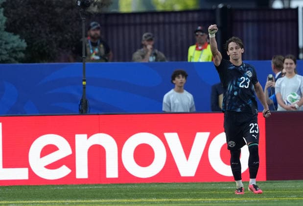 (260630) -- BOSTON, June 30, 2026 -- Matias Galarza of Paraguay celebrates after scoring a penalty in the shootout during the round of 32 match between Germany and Paraguay at the 2026 FIFA World Cup, WM, Weltmeisterschaft, Fussball at Boston Stadium in Boston, the United States, June 29, 2026. ) (SP)U.S.-BOSTON-FOOTBALL-FIFA WORLD CUP-ROUND OF 32-GER VS PRY HuangxZongzhi 