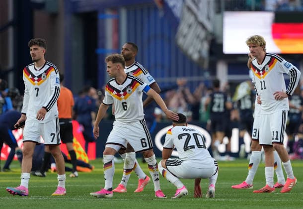 (260630) -- BOSTON, June 30, 2026 -- Members of team Germany react after losing the round of 32 match between Germany and Paraguay at the 2026 FIFA World Cup, WM, Weltmeisterschaft, Fussball at Boston Stadium in Boston, the United States, June 29, 2026. ) (SP)U.S.-BOSTON-FOOTBALL-FIFA WORLD CUP-ROUND OF 32-GER VS PRY HuangxZongzhi 