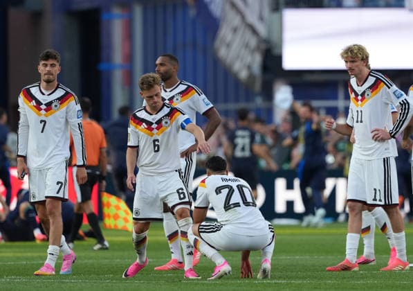 (260630) -- BOSTON, June 30, 2026 -- Members of team Germany react after losing the round of 32 match between Germany and Paraguay at the 2026 FIFA World Cup, WM, Weltmeisterschaft, Fussball at Boston Stadium in Boston, the United States, June 29, 2026. ) (SP)U.S.-BOSTON-FOOTBALL-FIFA WORLD CUP-ROUND OF 32-GER VS PRY HuangxZongzhi 