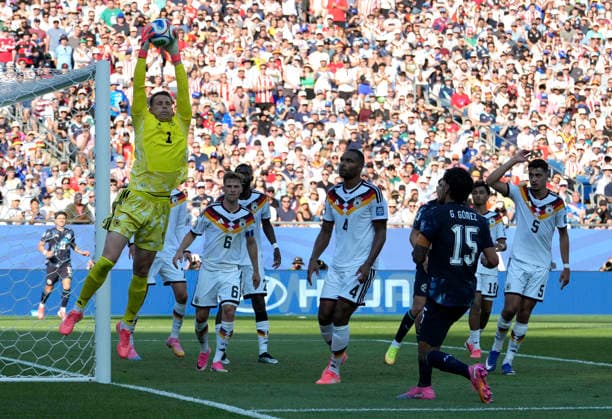 (260630) -- BOSTON, June 30, 2026 -- Manuel Neuer (front L), goalkeeper of Germany, makes a save during the round of 32 match between Germany and Paraguay at the 2026 FIFA World Cup, WM, Weltmeisterschaft, Fussball at Boston Stadium in Boston, the United States, June 29, 2026. ) (SP)U.S.-BOSTON-FOOTBALL-FIFA WORLD CUP-ROUND OF 32-GER VS PRY ChenxYichen 