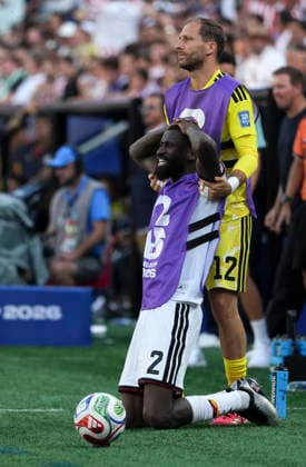(260630) -- BOSTON, June 30, 2026 -- Germany s Antonio Rudiger (L) and goalkeeper Oliver Baumann react during the round of 32 match between Germany and Paraguay at the 2026 FIFA World Cup, WM, Weltmeisterschaft, Fussball at Boston Stadium in Boston, the United States, June 29, 2026. ) (SP)U.S.-BOSTON-FOOTBALL-FIFA WORLD CUP-ROUND OF 32-GER VS PRY ChenxYichen 