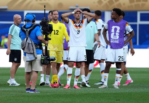 (260630) -- BOSTON, June 30, 2026 -- Waldemar Anton (2nd R, front) of Germany reacts during the round of 32 match between Germany and Paraguay at the 2026 FIFA World Cup, WM, Weltmeisterschaft, Fussball at Boston Stadium in Boston, the United States, June 29, 2026. ) (SP)U.S.-BOSTON-FOOTBALL-FIFA WORLD CUP-ROUND OF 32-GER VS PRY ChenxYichen 