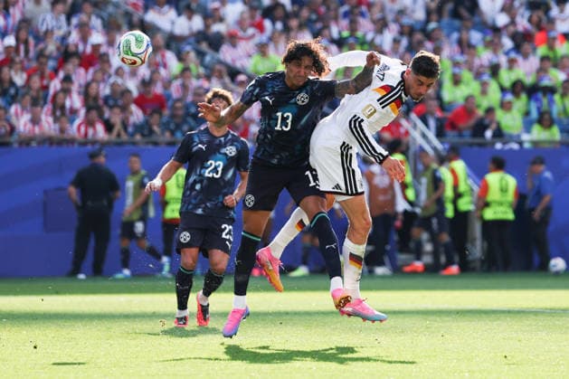 FOXBOROUGH, MASSACHUSETTS - JUNE 29: Kai Havertz of Germany heads the ball during the FIFA World Cup, WM, Weltmeisterschaft, Fussball 2026 Round of 32 match between Germany and Paraguay at Boston Stadium on June 29, 2026 in Foxborough, Massachusetts.  Copyright: xWuxZhizhaox 111651327768