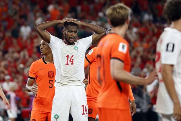 MONTERREY - Issa Diop of Morocco is disappointed during the 2026 FIFA World Cup, WM, Weltmeisterschaft, Fussball knockout phase match between the Netherlands and Morocco at the Monterrey Stadium on June 29, 2026, in Monterrey, Mexico. ROBIN VAN LONKHUIJSEN ANP FIFA World Cup 2026 - round of 32 2026 xVIxANPxSportx xxANPxIVx 562418457 originalFilename: 562418457.jpg