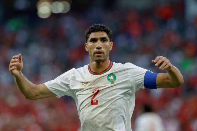 June 29, 2026, Guadalupe, Nuevo Leon, Mexico: A. Hakimi of Morocco claim for an entry against Netherlands, during the match between Netherlands and Morocco in the Round of 32 of the FIFA World Cup, WM, Weltmeisterschaft, Fussball 2026, at Monterrey Stadium. Guadalupe Mexico - ZUMAo125 20260629_zip_o125_016 Copyright: xAntonioxOjedax
