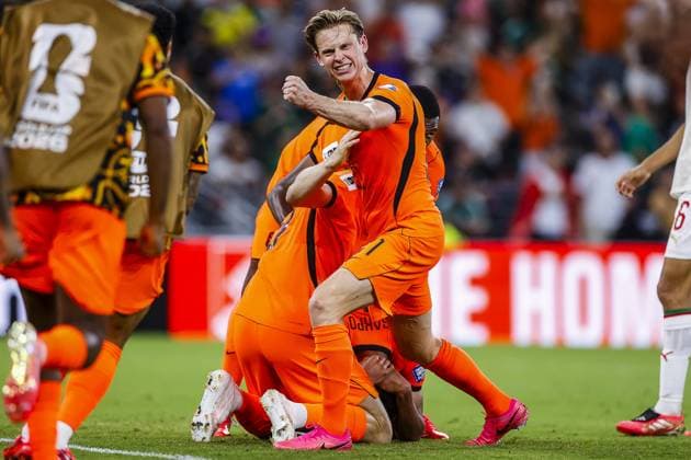 MONTERREY, 29-06-2026, Monterrey Stadium, Match between Morocco and The Netherlands during the World Cup 2026. Picture shows Netherlands player Frenkie de Jong celebrating the goal. Morocco - The Netherlands (World Cup 2026)  x204748645x Copyright: