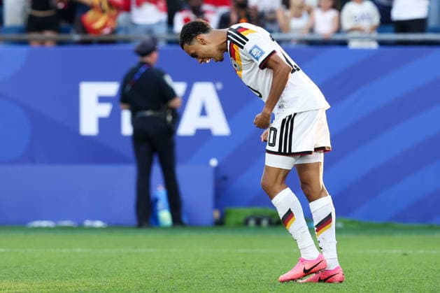 FOXBOROUGH, MASSACHUSETTS - JUNE 29: Jamal Musiala of Team Germany celebrates scoring a penalty during the FIFA World Cup, WM, Weltmeisterschaft, Fussball 2026 Round of 32 match between Germany and Paraguay at Boston Stadium on June 29, 2026 in Foxborough, Massachusetts.  Copyright: xWuxZhizhaox 111651327725