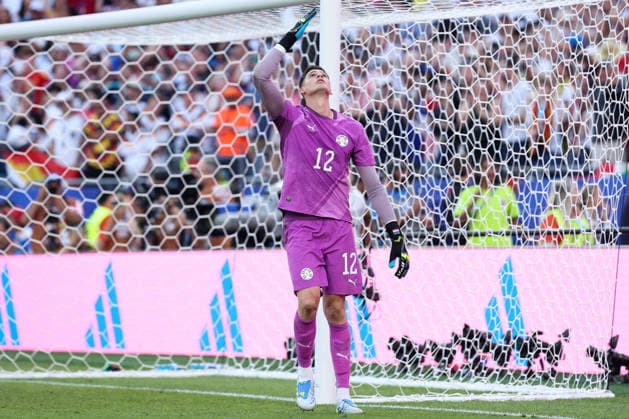 FOXBOROUGH, MASSACHUSETTS - JUNE 29: Orlando Gill of Paraguay celebrates after saving a penalty kick during the FIFA World Cup, WM, Weltmeisterschaft, Fussball 2026 Round of 32 match between Germany and Paraguay at Boston Stadium on June 29, 2026 in Foxborough, Massachusetts.  Copyright: xWuxZhizhaox 111651327731