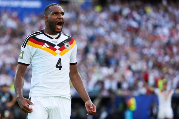 FOXBOROUGH, MASSACHUSETTS - JUNE 29: Jonathan Tah of Germany celebrates scoring a goal, which was later ruled out for a foul following a VAR review during the FIFA World Cup, WM, Weltmeisterschaft, Fussball 2026 Round of 32 match between Germany and Paraguay at Boston Stadium on June 29, 2026 in Foxborough, Massachusetts.  Copyright: xWuxZhizhaox 111651327745