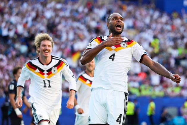 FOXBOROUGH, MASSACHUSETTS - JUNE 29: Jonathan Tah of Germany celebrates scoring a goal, which was later ruled out for a foul following a VAR review during the FIFA World Cup, WM, Weltmeisterschaft, Fussball 2026 Round of 32 match between Germany and Paraguay at Boston Stadium on June 29, 2026 in Foxborough, Massachusetts.  Copyright: xWuxZhizhaox 111651327746