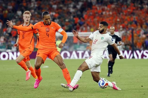 MONTERREY - (lr) Virgil van Dijk for the Netherlands, Ismael Saibari for Morocco during the 2026 FIFA World Cup, WM, Weltmeisterschaft, Fussball knockout phase match between the Netherlands and Morocco at Monterrey Stadium on June 29, 2026, in Monterrey, Mexico. ROBIN VAN LONKHUIJSEN ANP FIFA World Cup 2026 - round of 32 2026 xVIxANPxSportx xxANPxIVx 562419807 originalFilename: 562419807.jpg