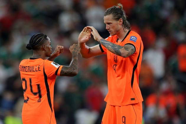 2026-06-29 Netherlands v Morocco - Round Of 32 - FIFA World Cup, WM, Weltmeisterschaft, Fussball 2026 GUADALUPE, MEXICO - JUNE 29: Crysencio Summerville of Holland, Wout Weghorst of Holland during the Round Of 32 - FIFA World Cup 2026 match between Netherlands and Morocco at Monterrey Stadium on June 29, 2026 in Guadalupe, Nuevo Leon. (Photo by BSR Agency) Guadalupe Mexico Content not available for redistribution in The Netherlands directly or indirectly through any third parties. Copyright: xBSRxAgencyx