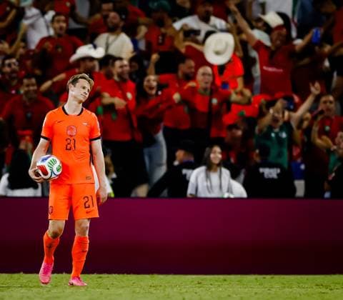 MONTERREY - Frenkie de Jong or the Netherlands are disappointed with the 1-1 draw during the 2026 FIFA World Cup, WM, Weltmeisterschaft, Fussball knockout phase match between the Netherlands and Morocco at the Monterrey Stadium on June 29, 2026, in Monterrey, Mexico. KOEN VAN WEEL ANP FIFA World Cup 2026 - round of 32 2026 xVIxANPxSportx xxANPxIVx 562420164 originalFilename: 562420164.jpg