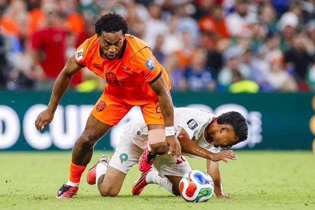 MONTERREY, 29-06-2026, Monterrey Stadium, Match between Morocco and The Netherlands during the World Cup 2026. Picture shows Netherlands player Quinten Timber , Morocco player Gessime Yassine Morocco - The Netherlands (World Cup 2026)  x204748768x Copyright: